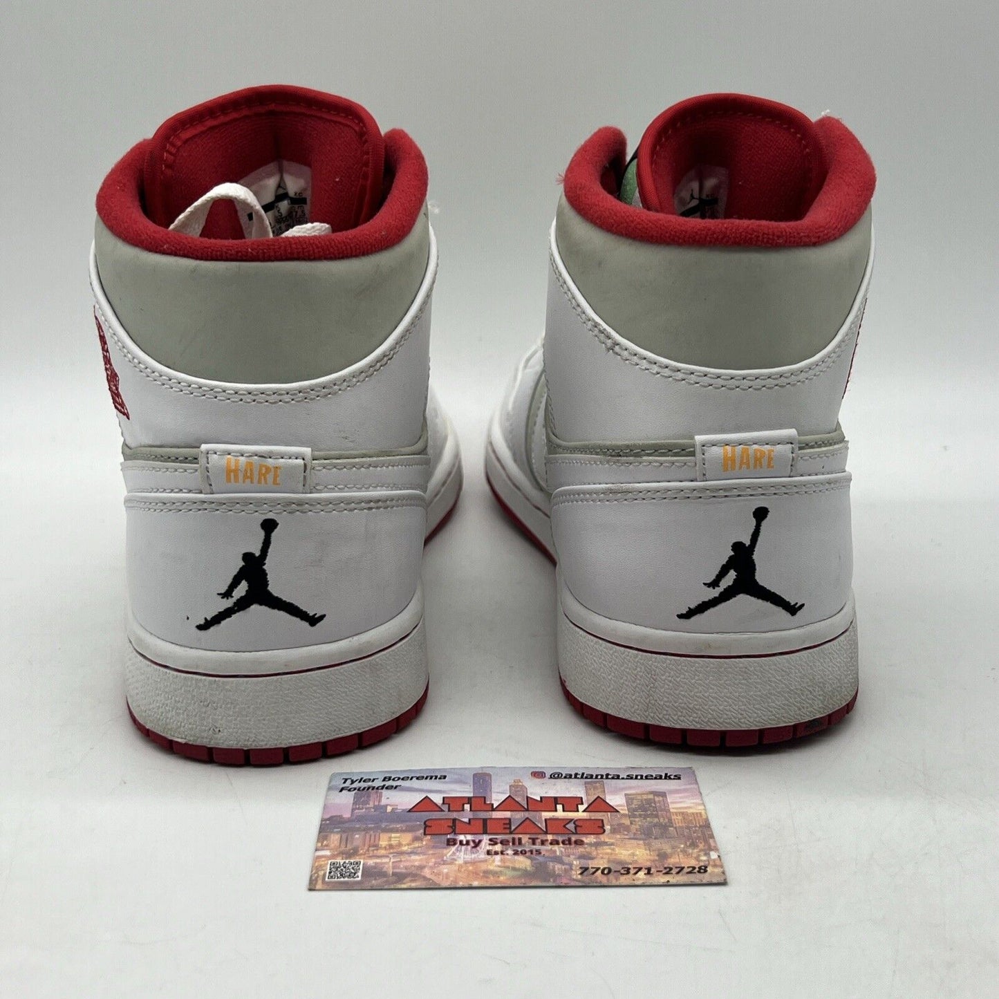 Size 9.5 - Air Jordan 1 2015 Mid Hare Red White Leather (719551-123)