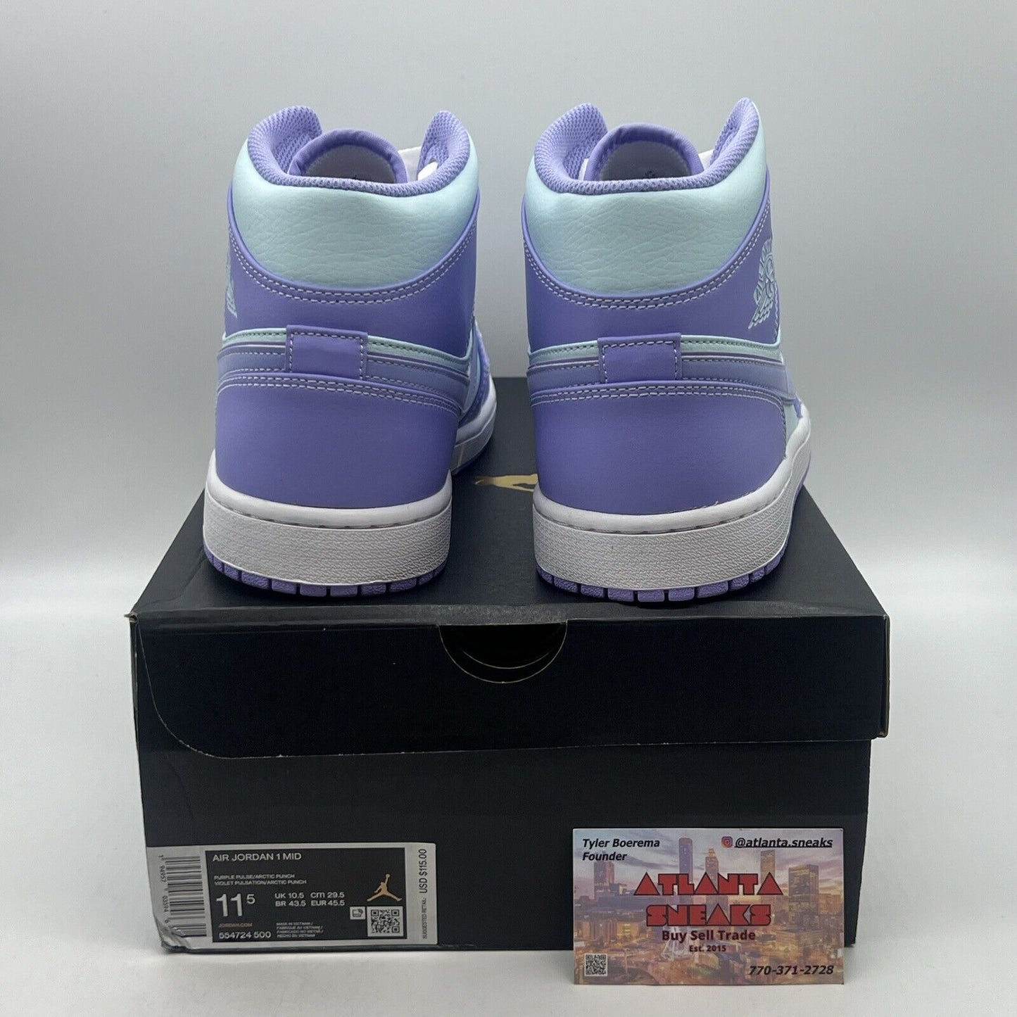 Size 11.5 - Jordan 1 Mid Purple Pulse White Brand New Og All