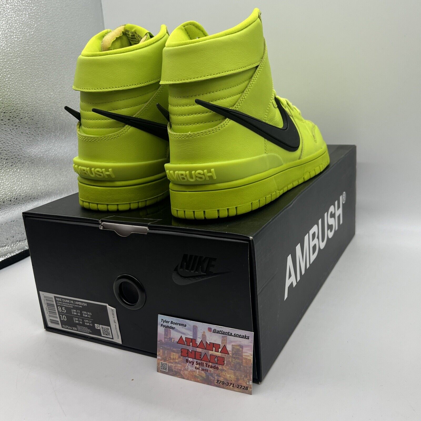 Size 8.5 - Nike Dunk High AMBUSH Flash Lime Brand New Og All