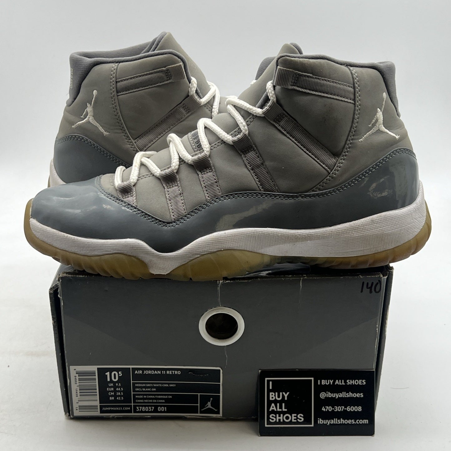 Size 10.5 - Air Jordan 11 Retro 2010 Cool Grey (378037-001)