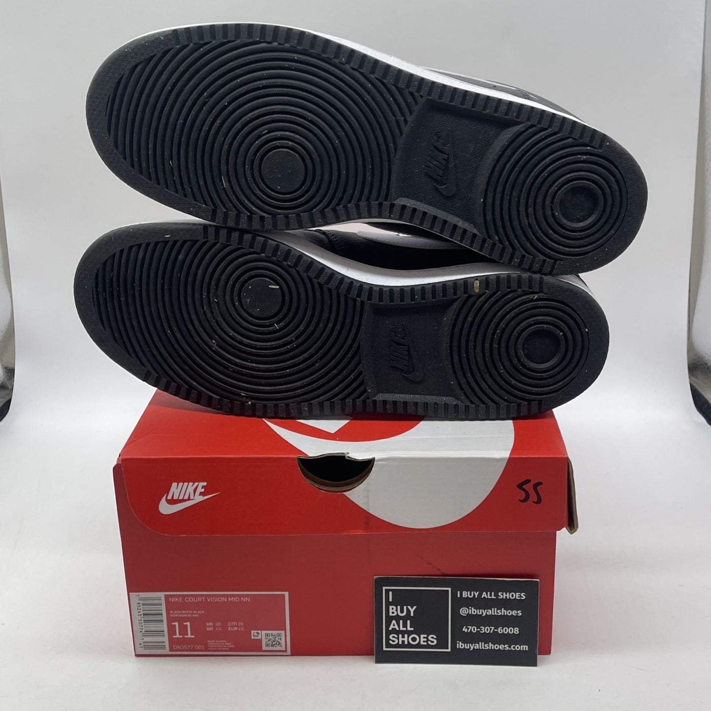 Size 11 - Nike Court Vision Next Nature Mid Black White Leather (DN3577-001)