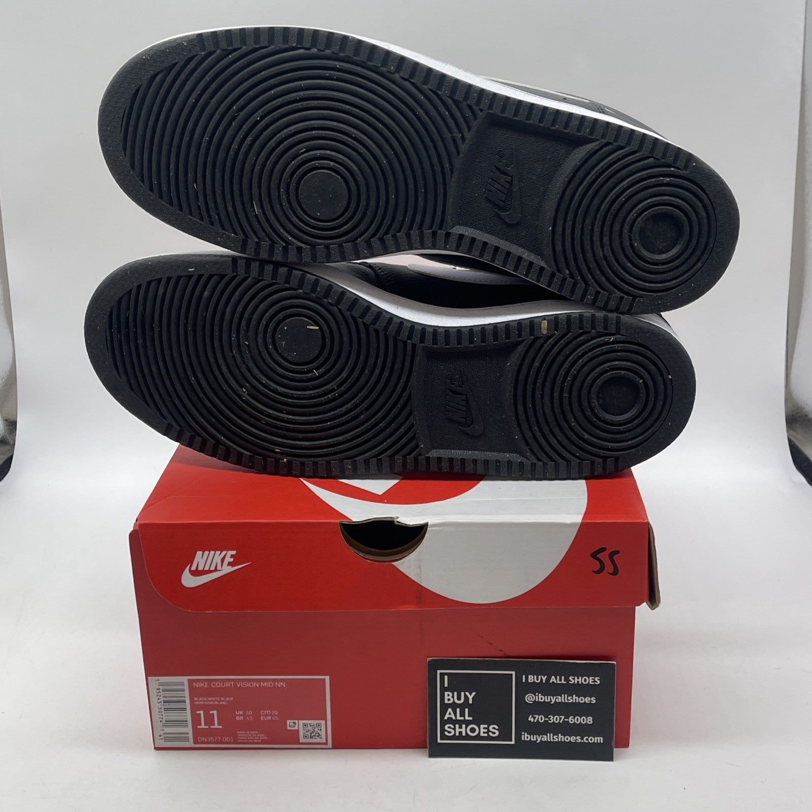 Size 11 - Nike Court Vision Next Nature Mid Black White Leather (DN3577-001)