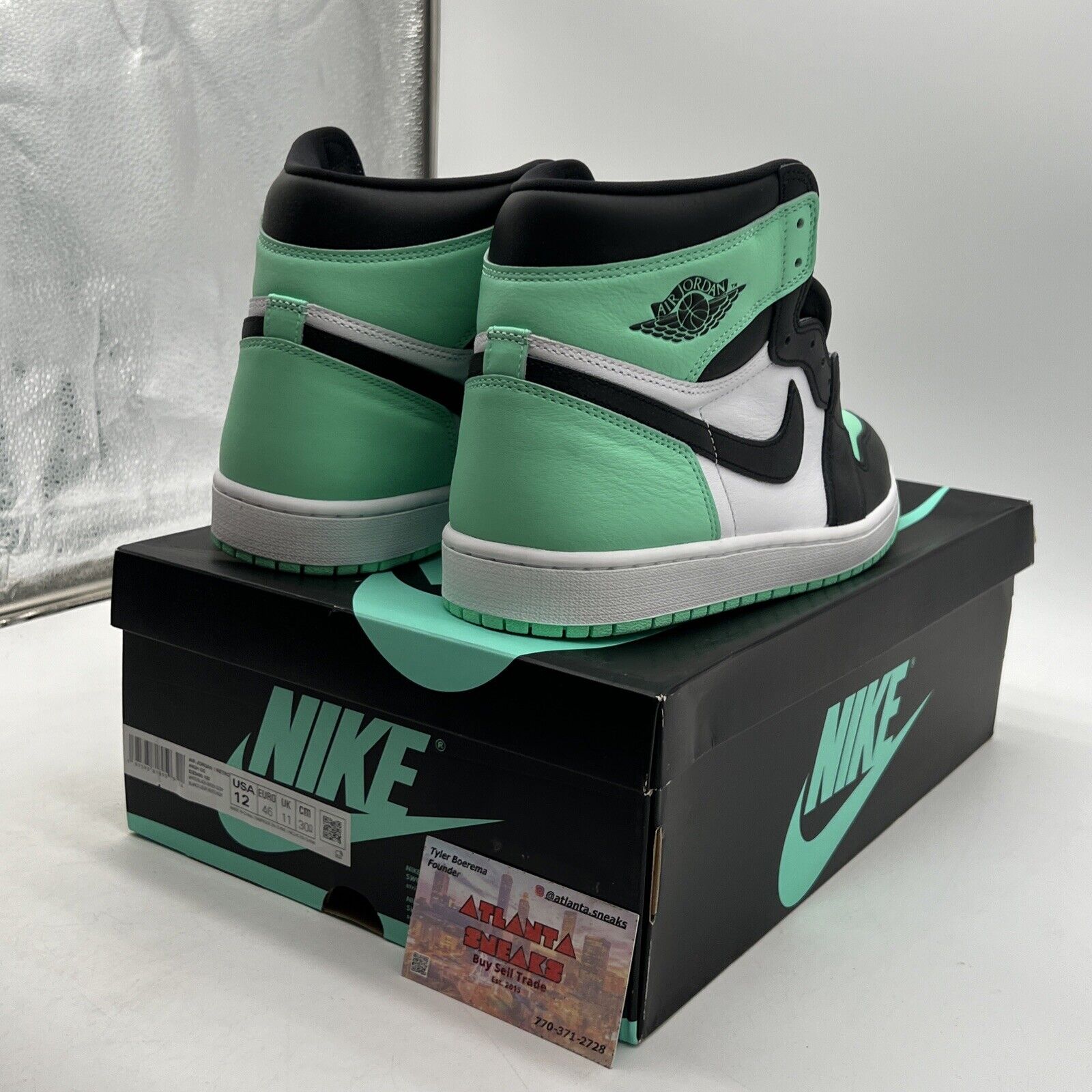 Size 12 - Air Jordan 1 Retro OG High Green Glow White Black Leather.(DZ5495-130)