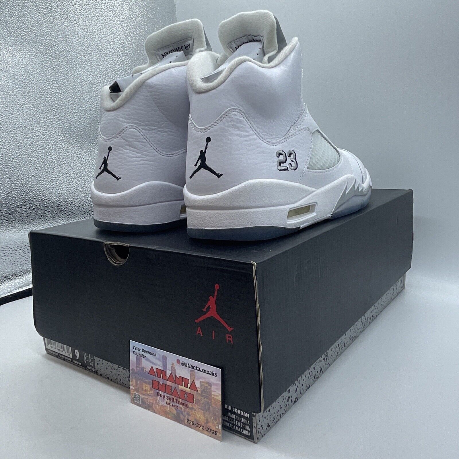 Size 9 - Air Jordan 5 Retro 2015 Metallic White Silver Leather (136027-130)