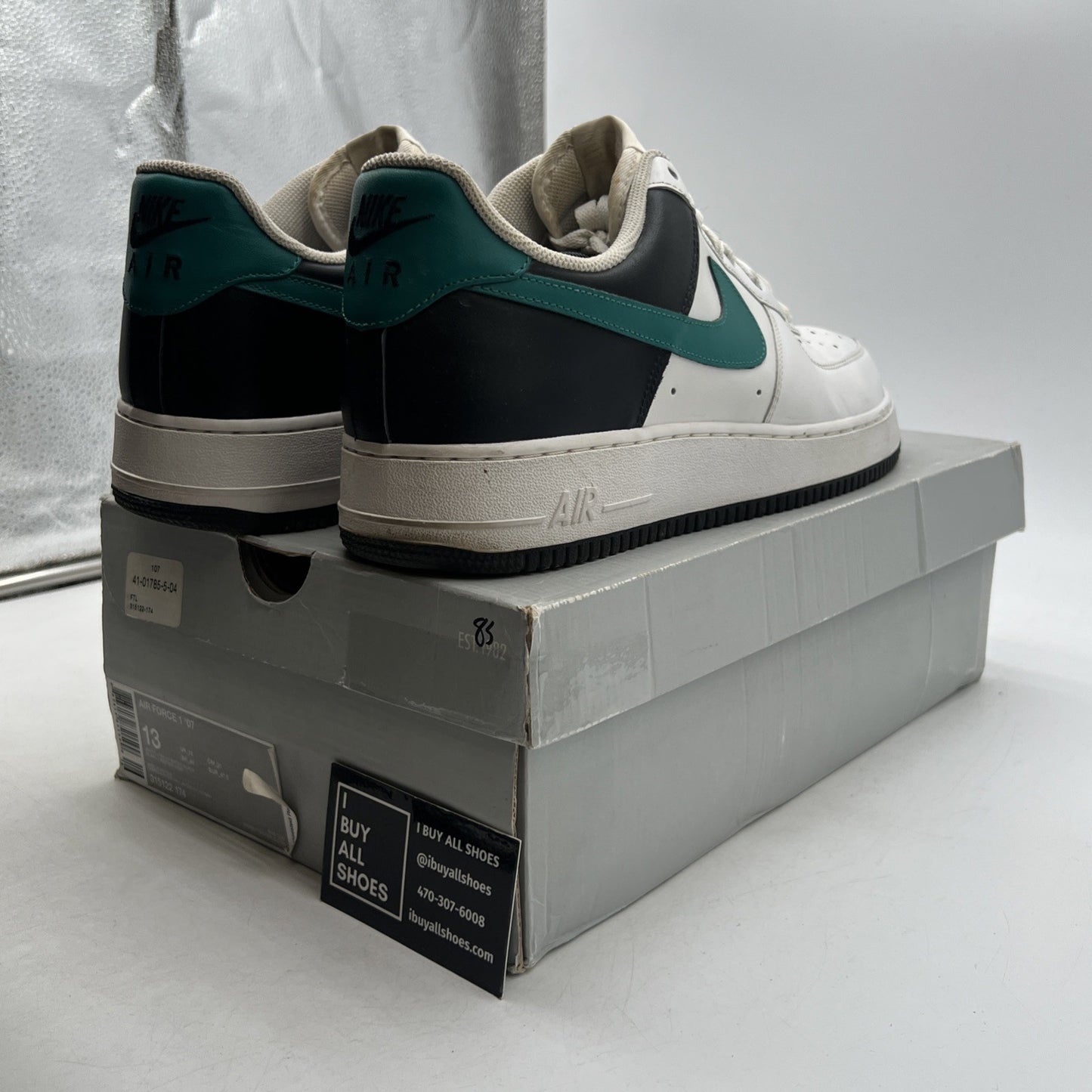 Size 13 - Nike Air Force 1 '07 White Green Black (315122-174)