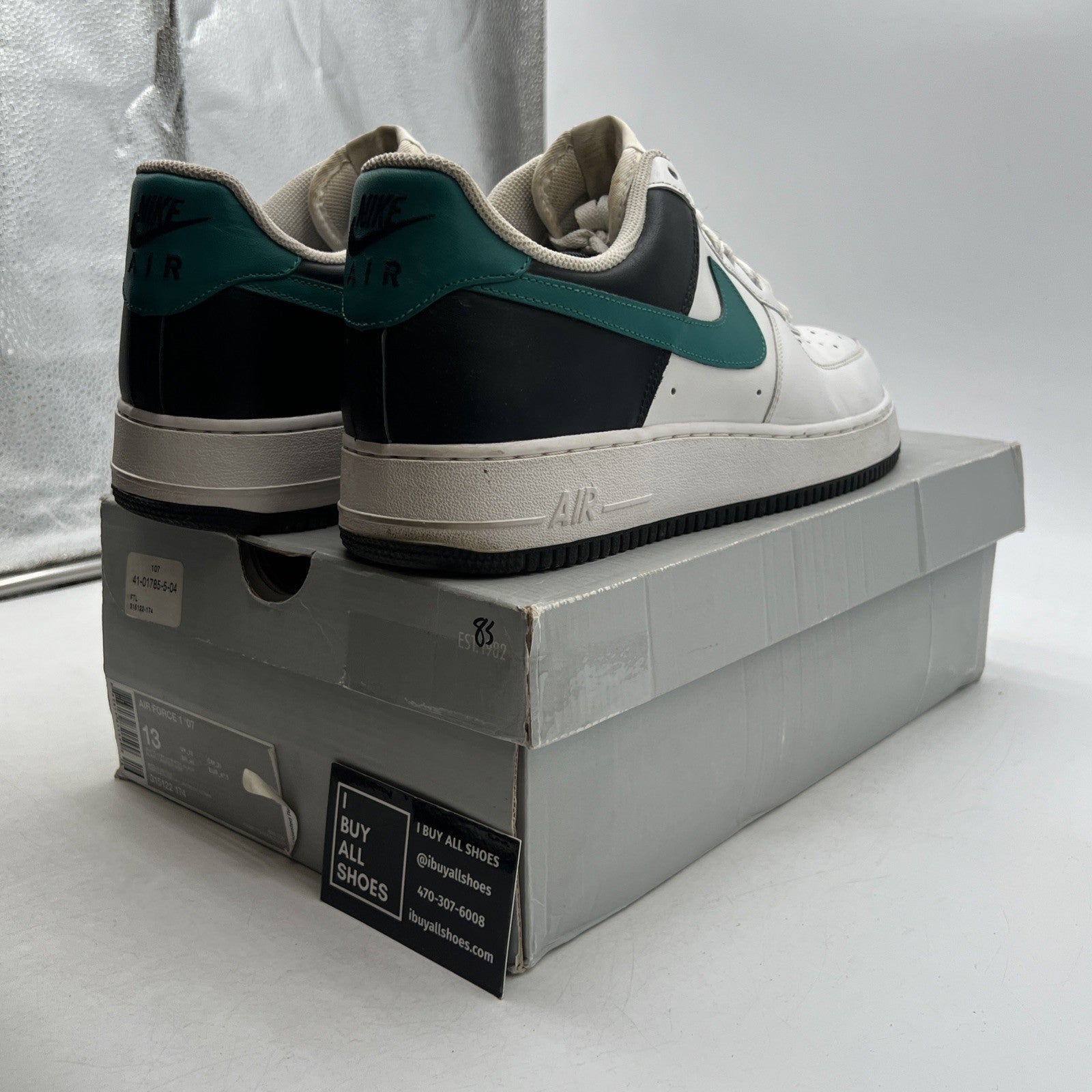 Size 13 - Nike Air Force 1 '07 White Green Black (315122-174)