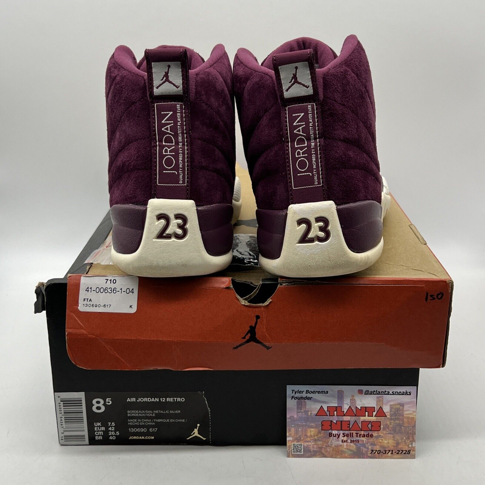 Size 8.5 - Air Jordan 12 Retro Bordeaux White Suede (130690-617)