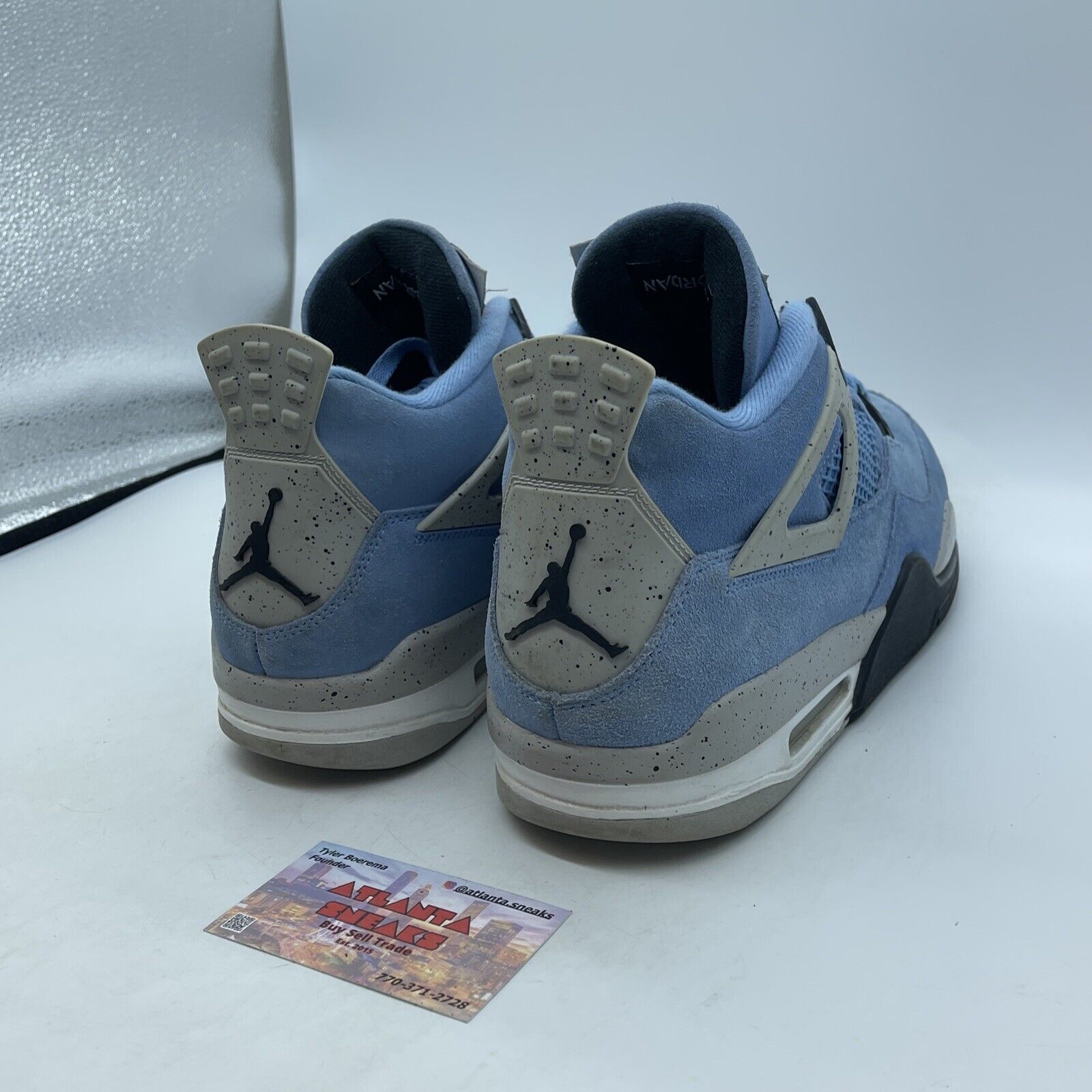 Size 12 - Jordan 4 Retro Mid University Blue Grey Black Suede Leather CT8527-400