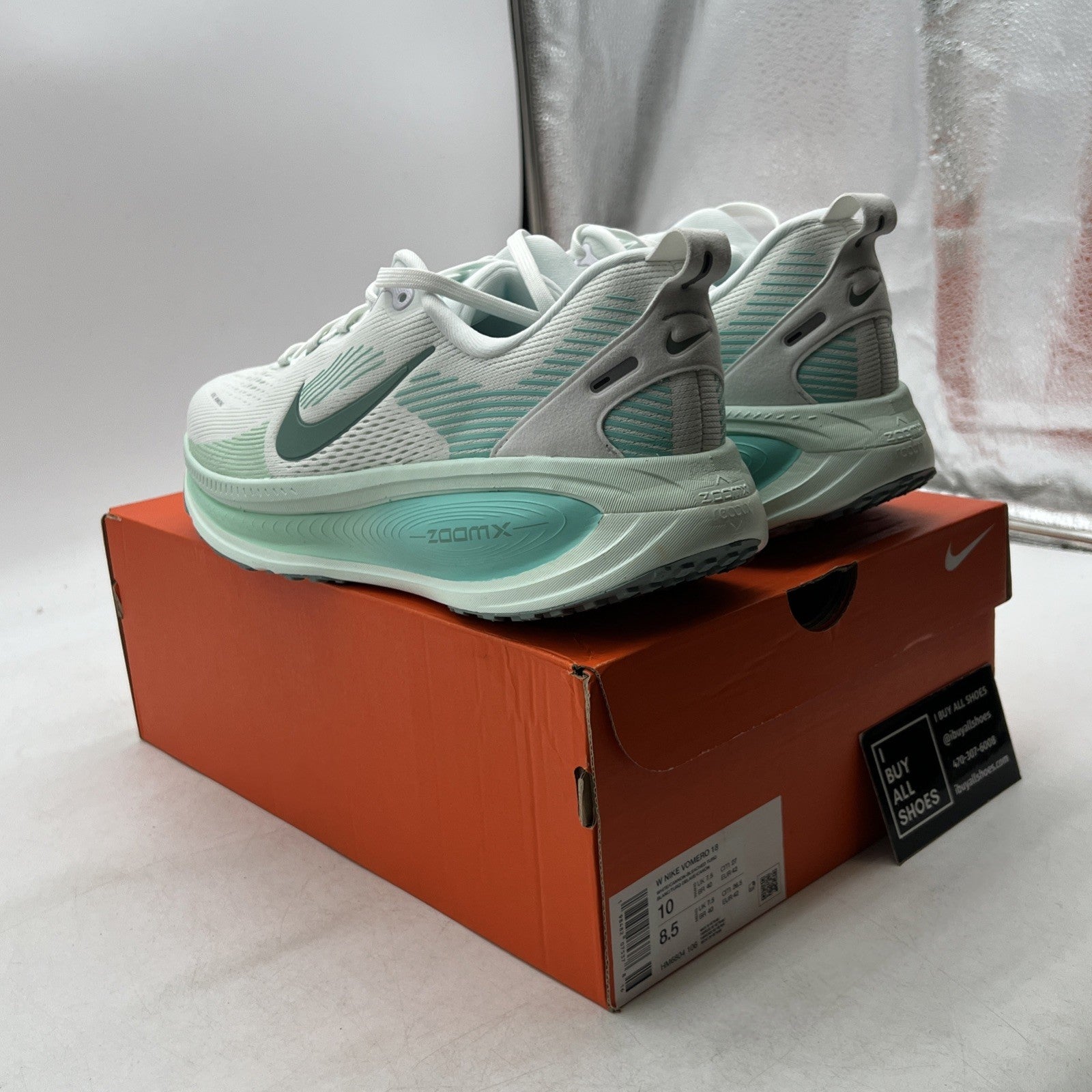 Size 10W - Nike WMNS Zoom Vomero 18 Running ZoomX ReactX White Turq (HM6804-106)