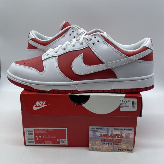 Size 11.5 - Nike Dunk Low Championship Red White Leather (DD1391-600)