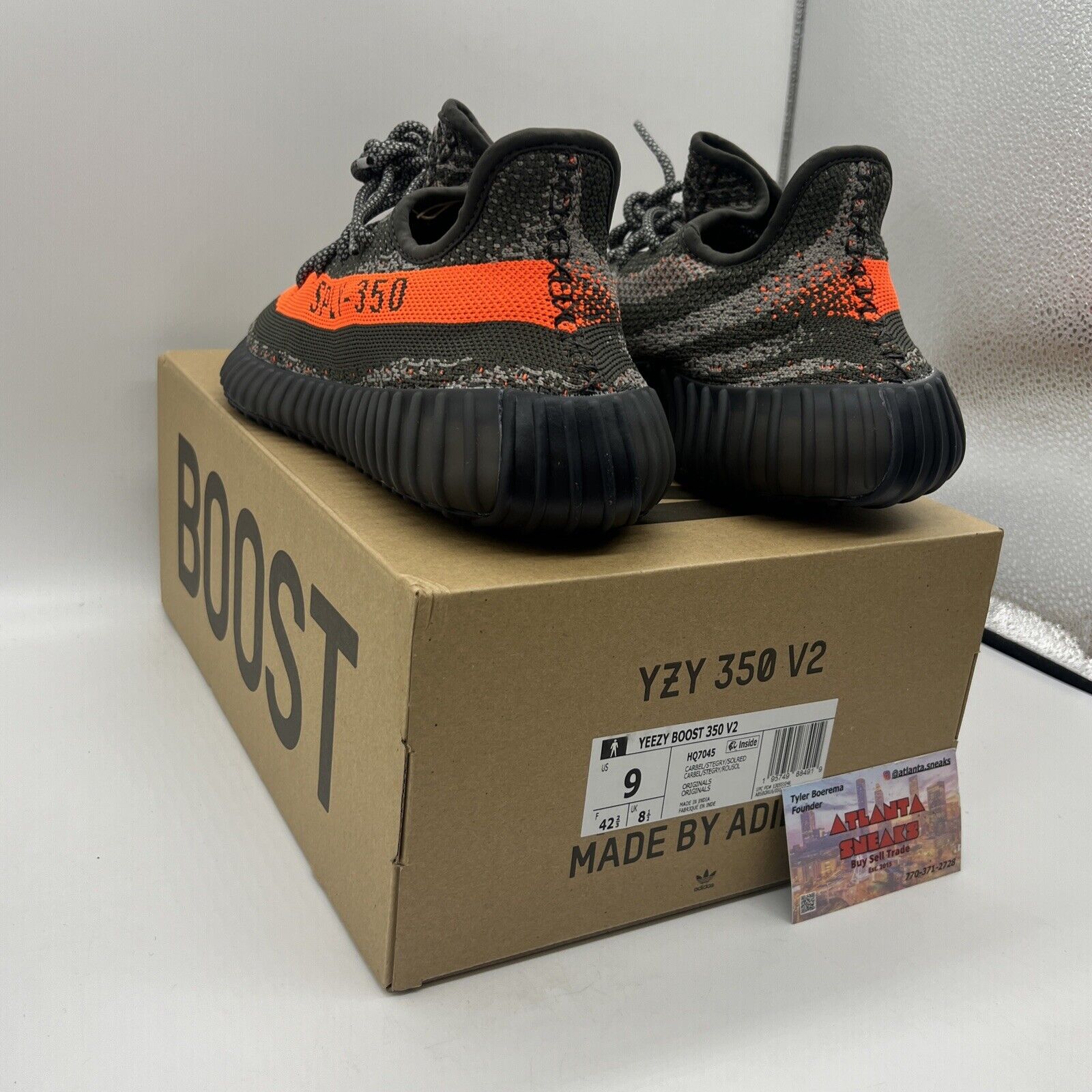 Size 9 - adidas Yeezy Boost 350 V2 Low Carbon Beluga Orange Brand New Og All DS