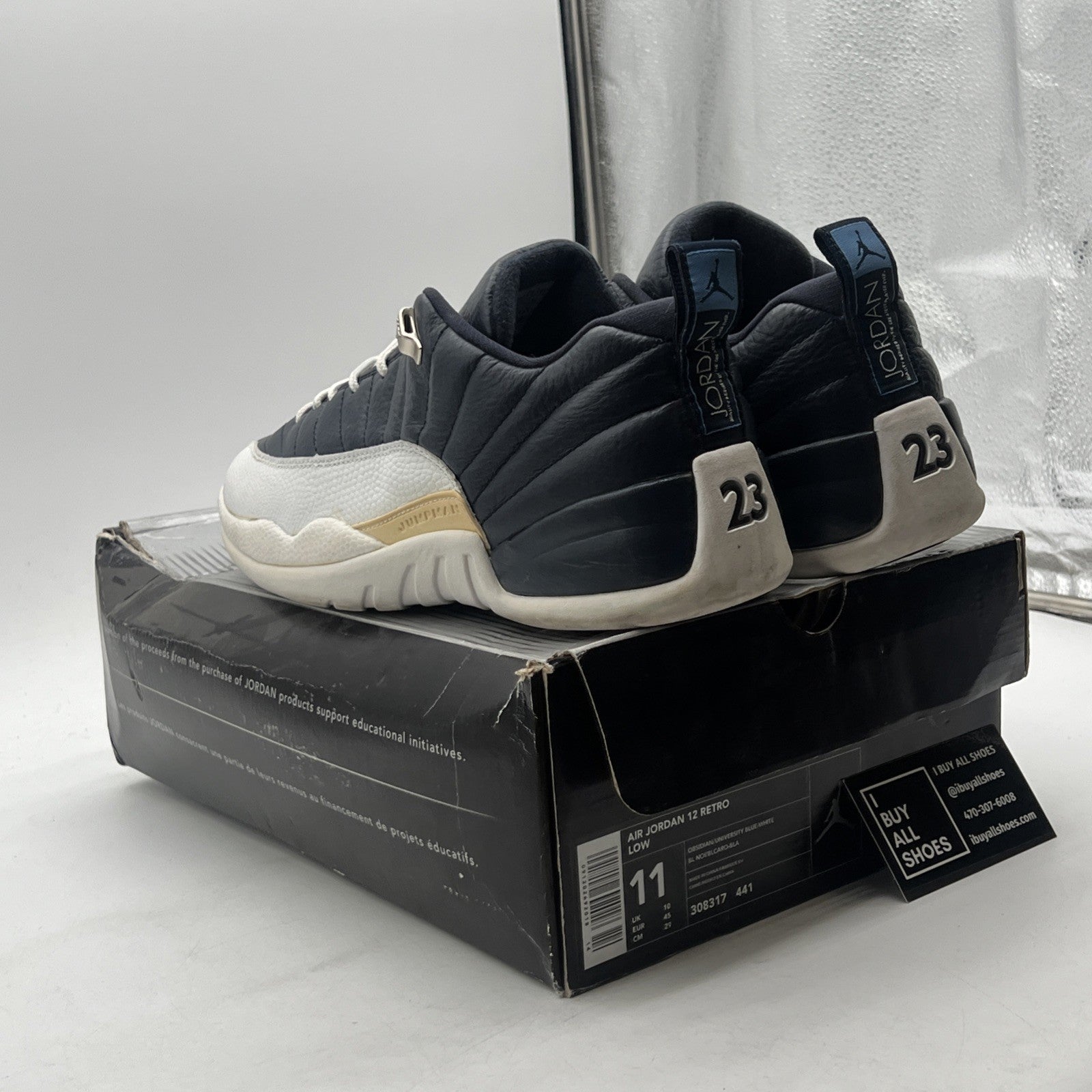 Size 11 - Air Jordan 12 Retro 2004 Low Obsidian (308317-441)