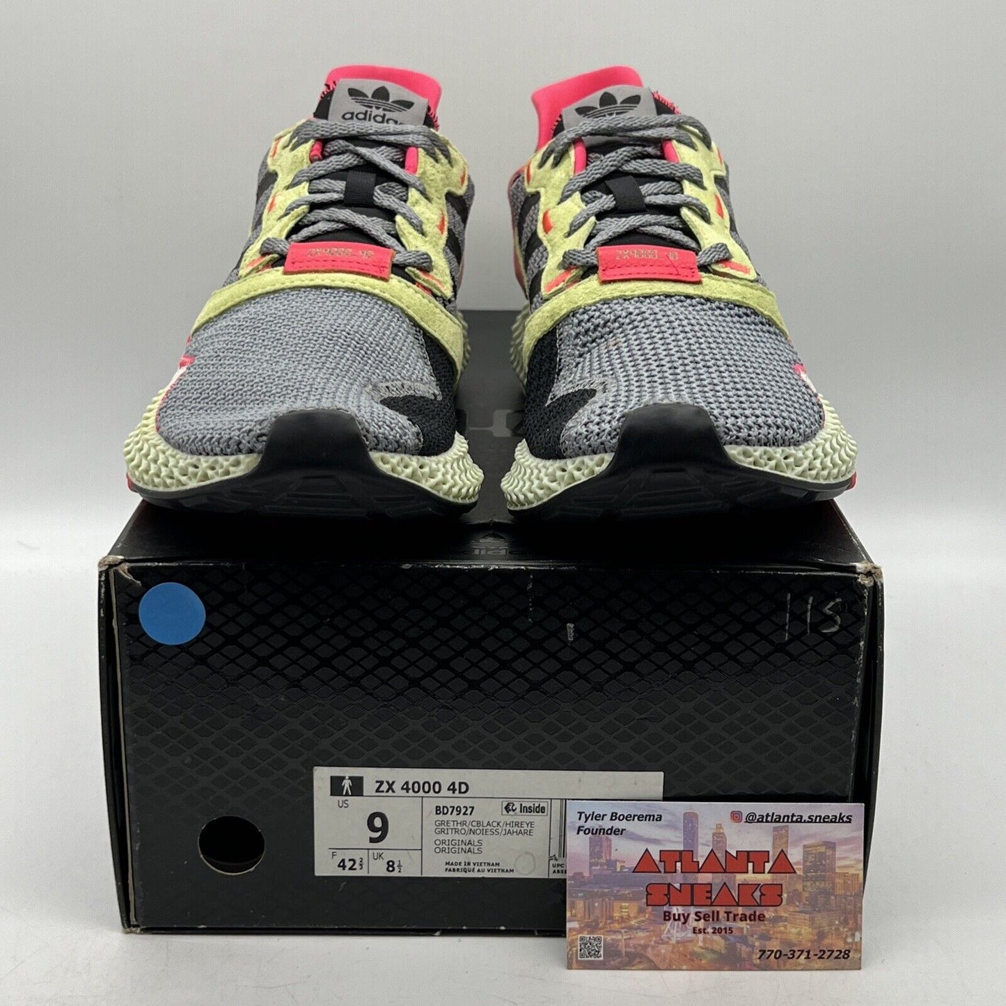 Size 9 - adidas ZX 4000 Futurecraft 4D Grey Yellow (BD7927)