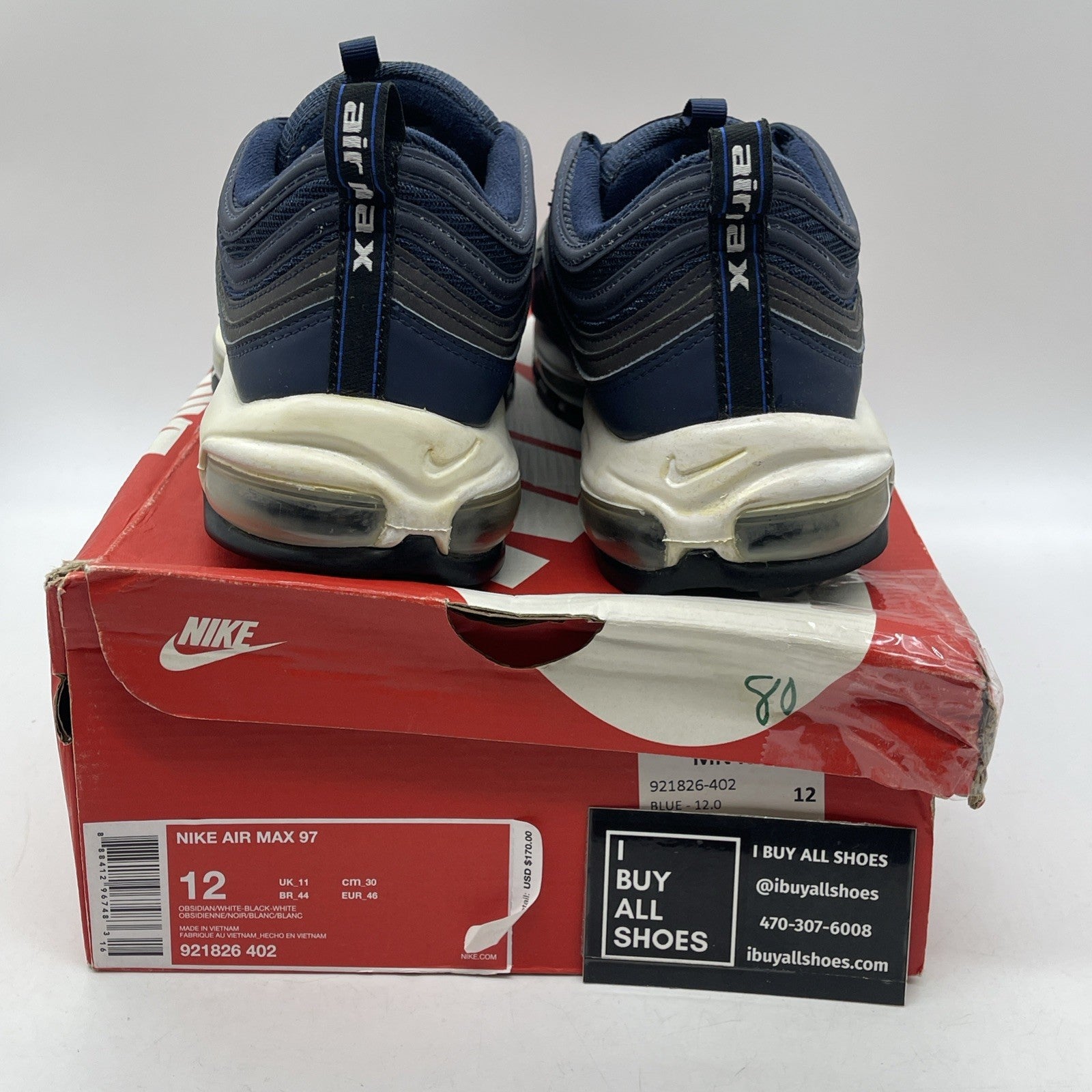 Size 12 - Nike Air Max 97 Obsidian Blue Leather Suede (921826-402)