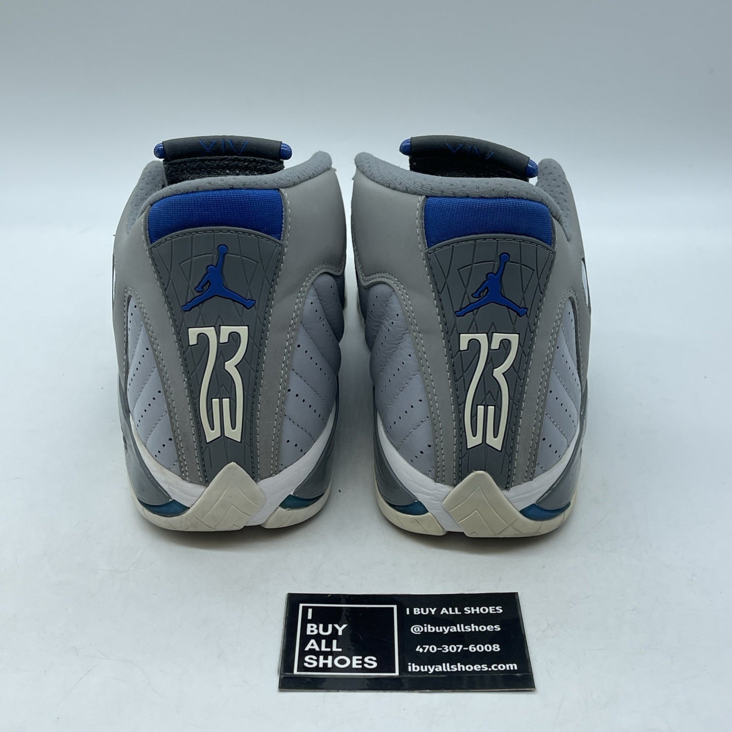 Size 10.5 - Air Jordan 14 Retro Wolf Grey Blue Suede Leather (487471-004)
