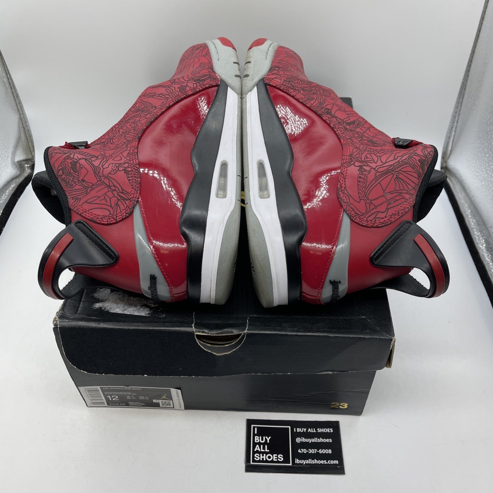 Size 12 - Jordan Dub Zero Toro Bravo Red Grey Black Leather (311046-600)