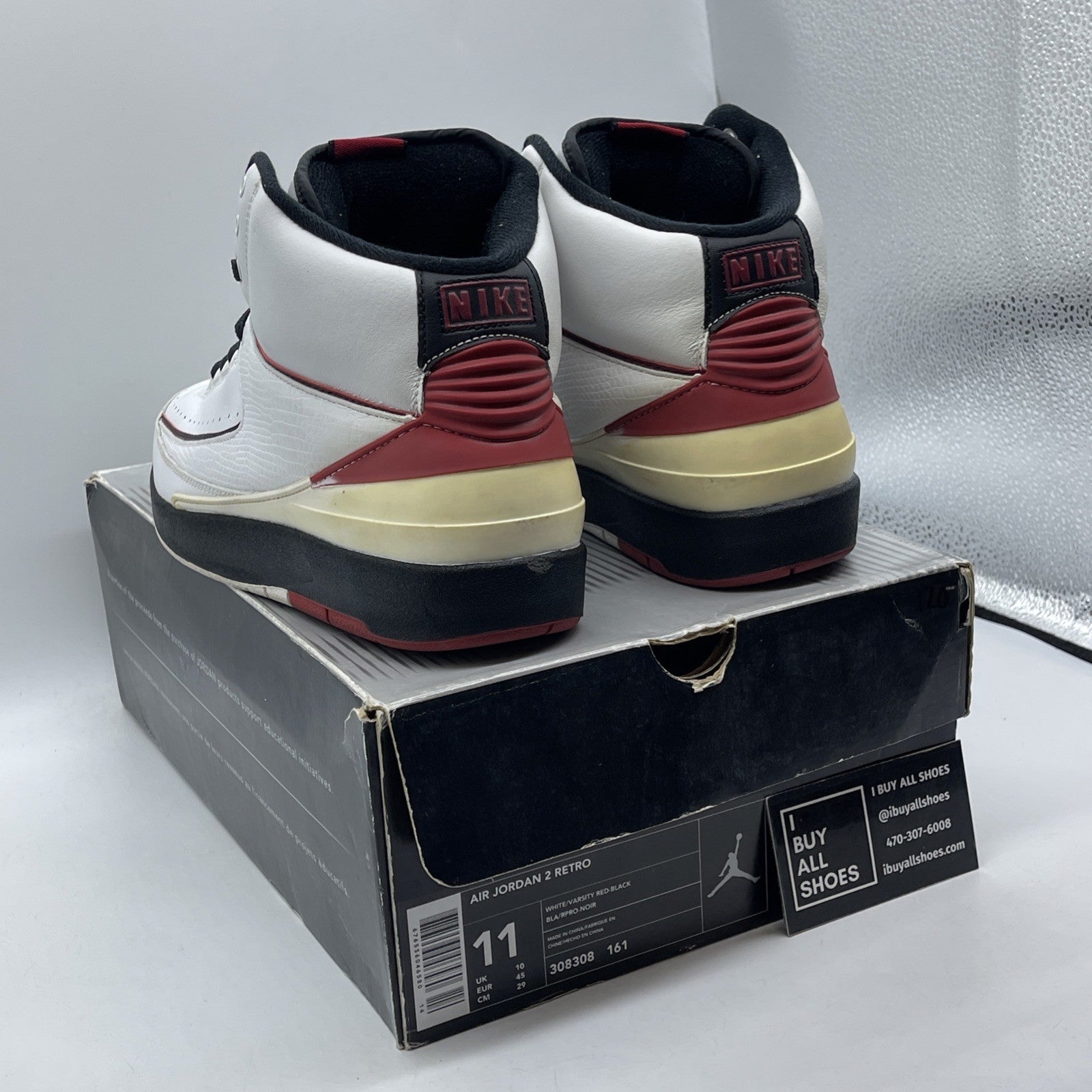 Size 11 - Air Jordan 2 Retro 2004 White Black Suede Leather (308308-161)