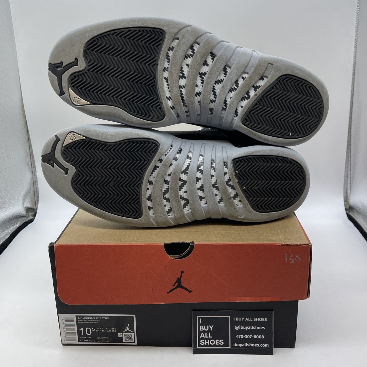 Size 10.5 - Air Jordan 12 Retro Barons Black Grey Leather (CT8013-010)