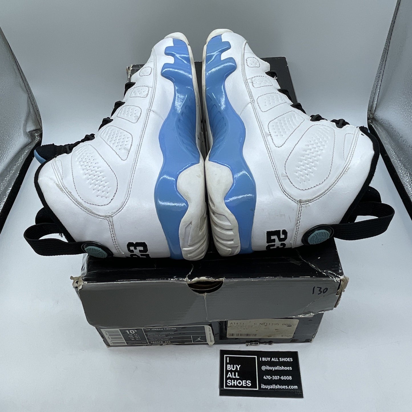 Size 10.5 - Air Jordan 9 Retro 2010 Powder Blue White Leather (302370-103)