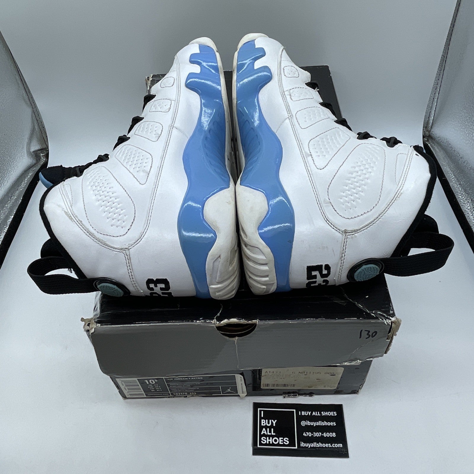 Size 10.5 - Air Jordan 9 Retro 2010 Powder Blue White Leather (302370-103)