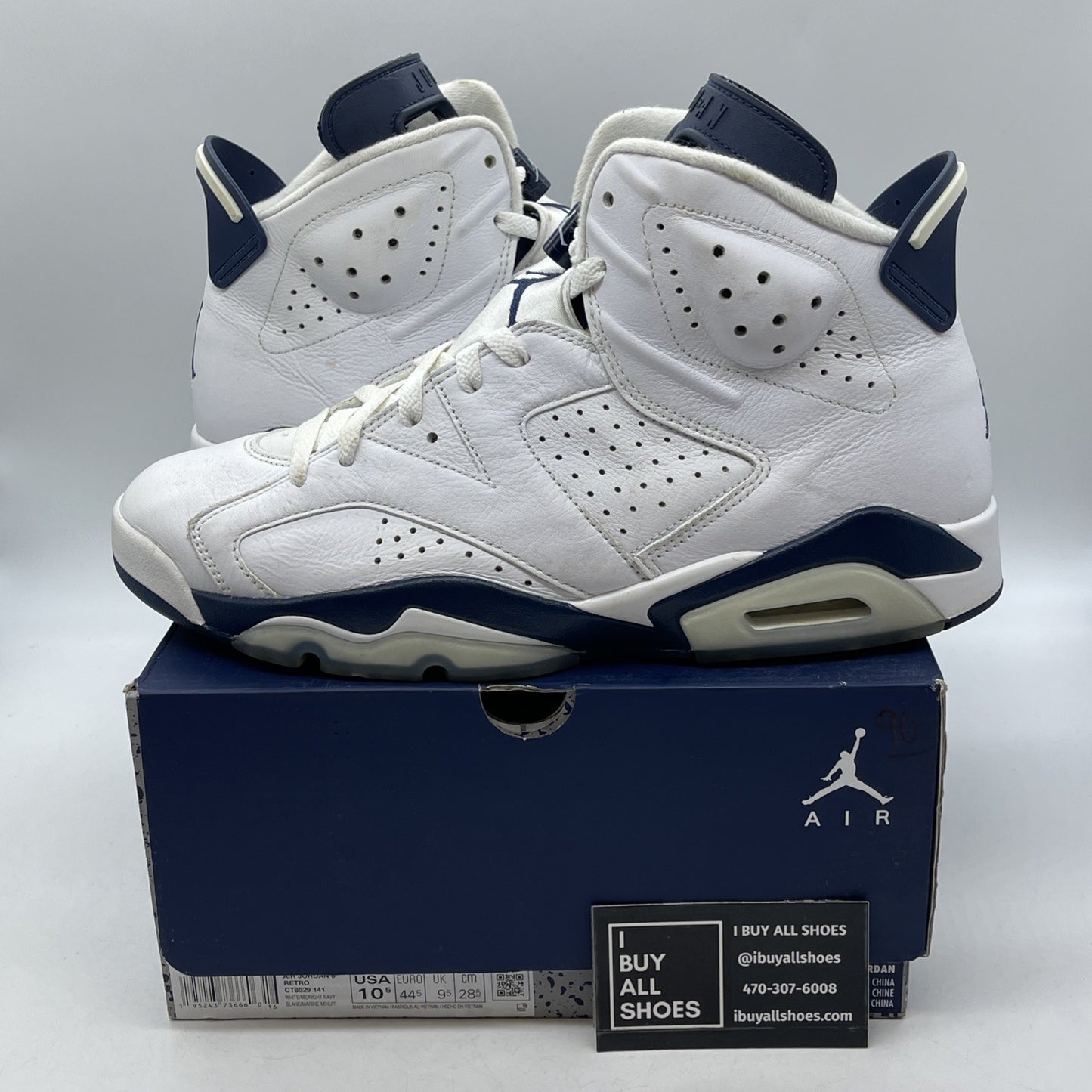 Size 10.5 - Jordan 6 Retro Midnight Navy White Leather (CT8529-141)