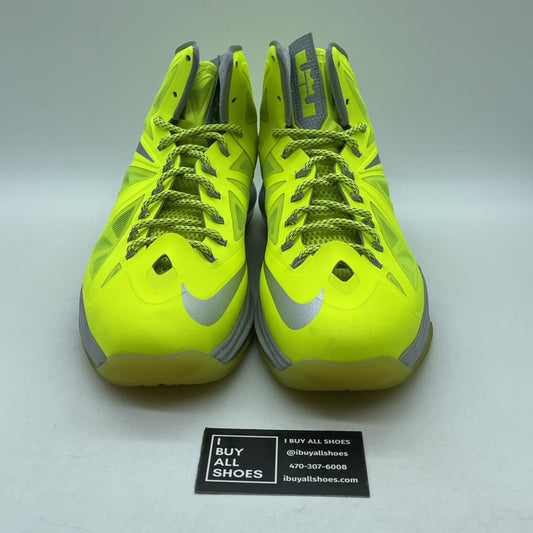 Size 11 - Nike LeBron 10 Volt Grey Leather  (541100-700)