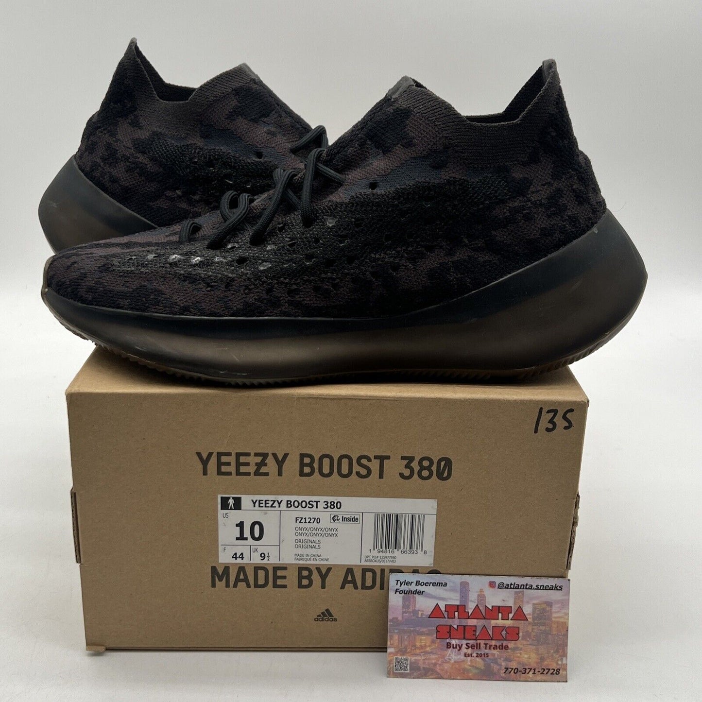 Size 10 - adidas Yeezy Boost 380 Onyx Non-Reflective Black Brown (FZ1270)