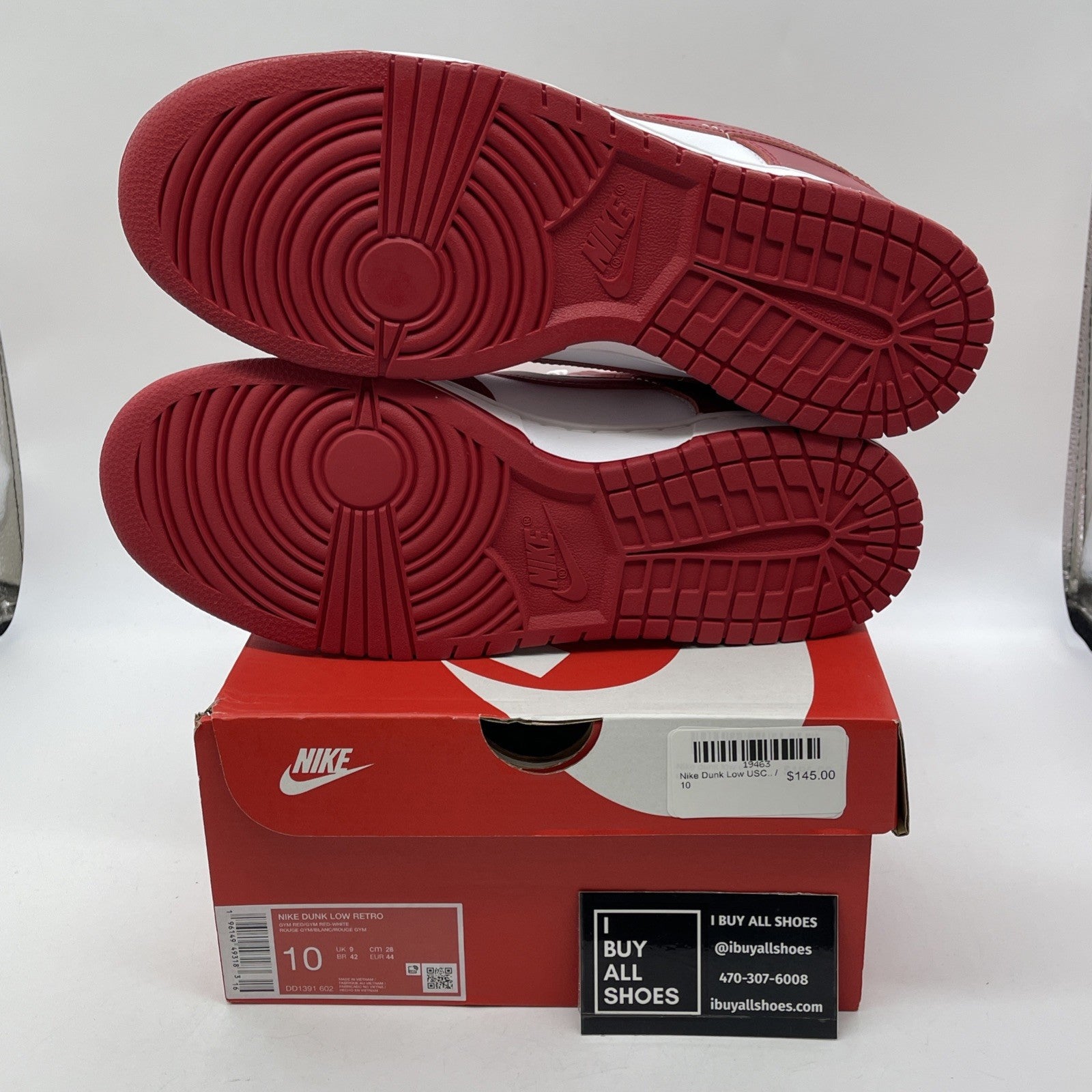 Size 10 - Nike Dunk Low Gym Red White Yellow Leather (DD1391-602)