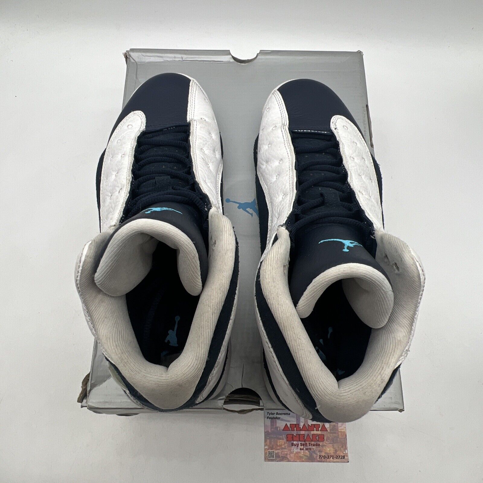 Size 9.5 - Jordan 13 Retro Obsidian White Navy Leather (414571-144)