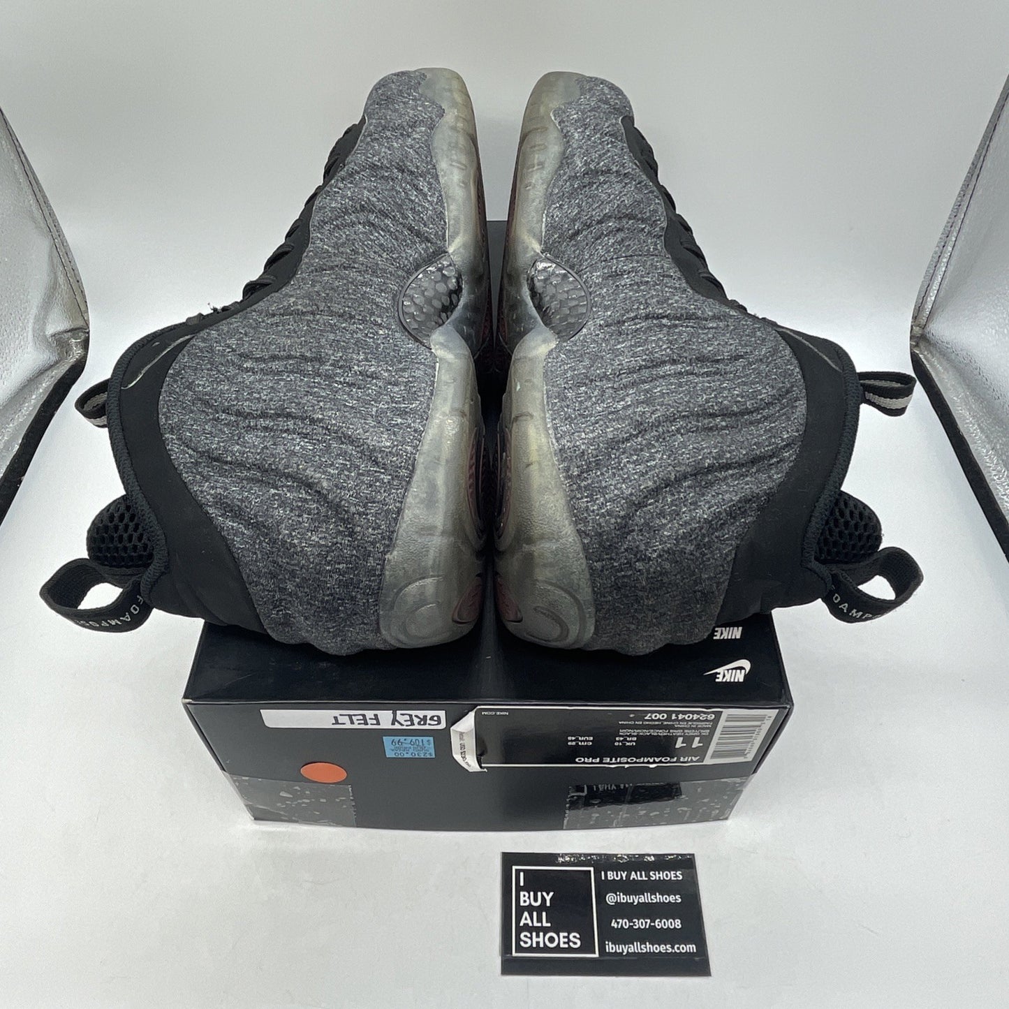 Size 11 - Nike Air Foamposite Pro Wool Fleece Grey Black Suede (624041-007)