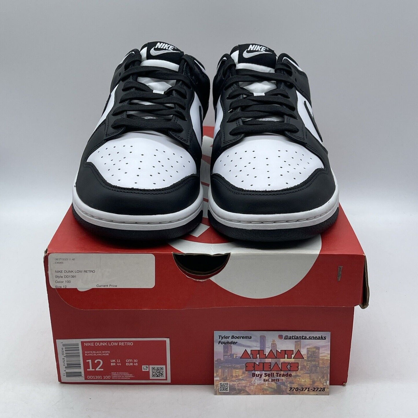 Size 12 - Nike Dunk Low Black White Leather (DD1391-100)