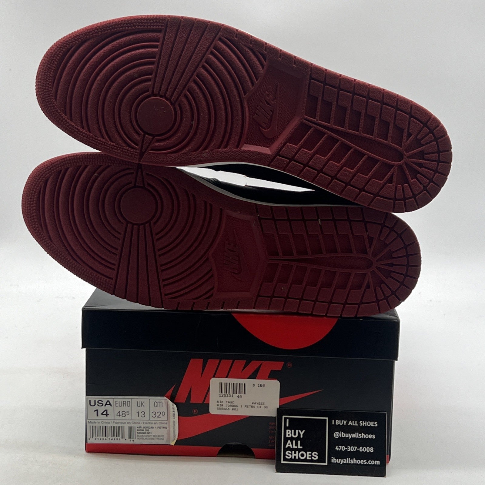 Size 14 - Air Jordan 1 Retro OG High Banned, Bred (555088-001)