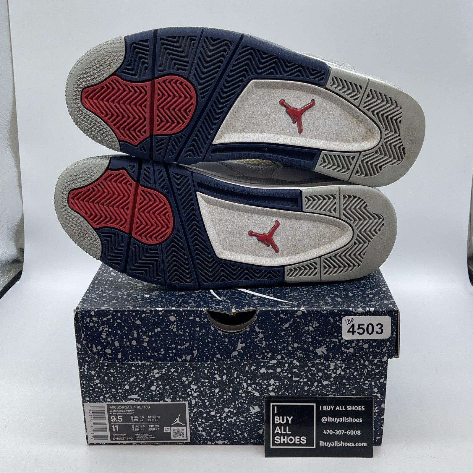 Size 9.5 - Jordan 4 Retro Mid Midnight Navy White Leather (DH6927-140)