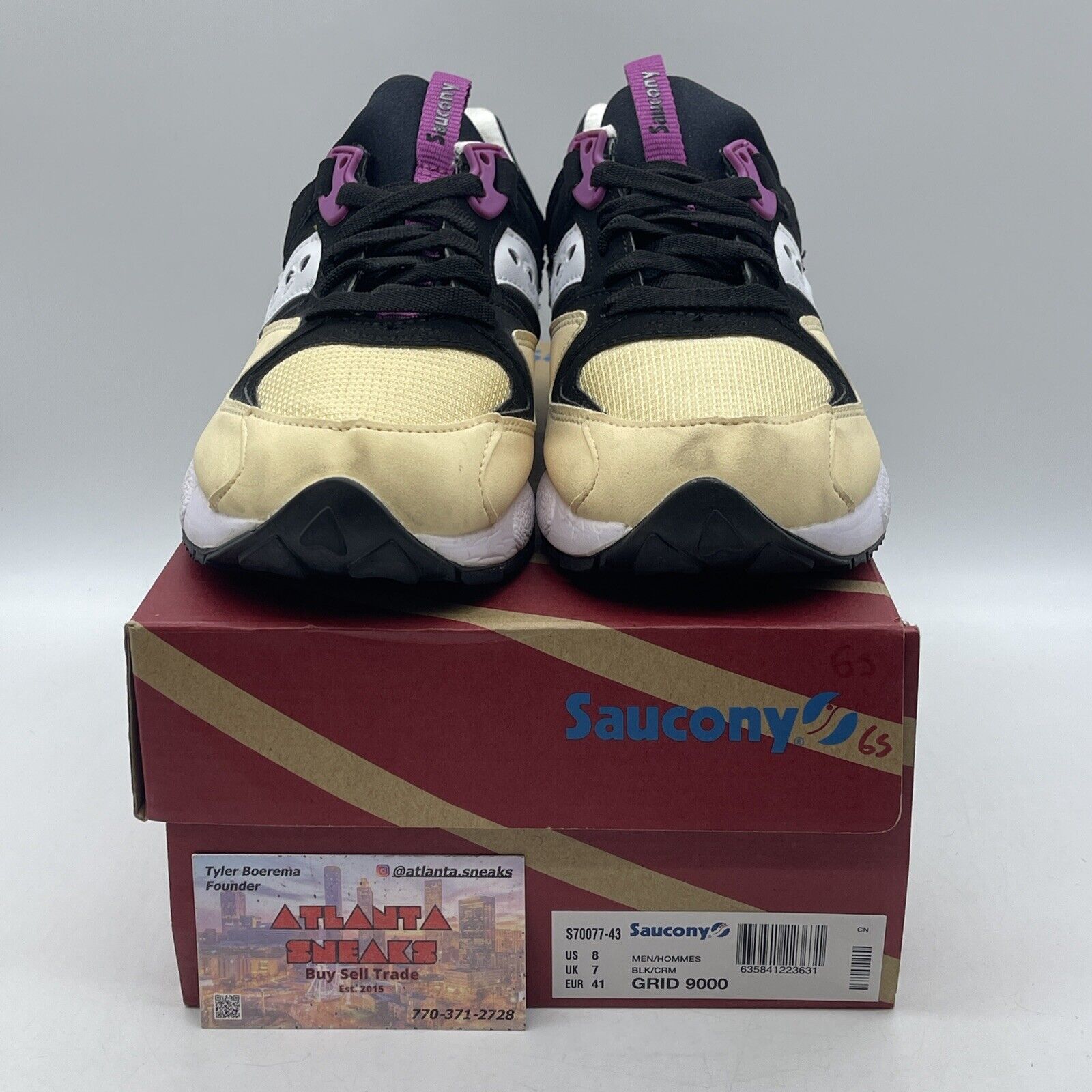 Size 8 - Saucony Grid 9000 Black Cream Suede White Purple Leather (S70077-43)