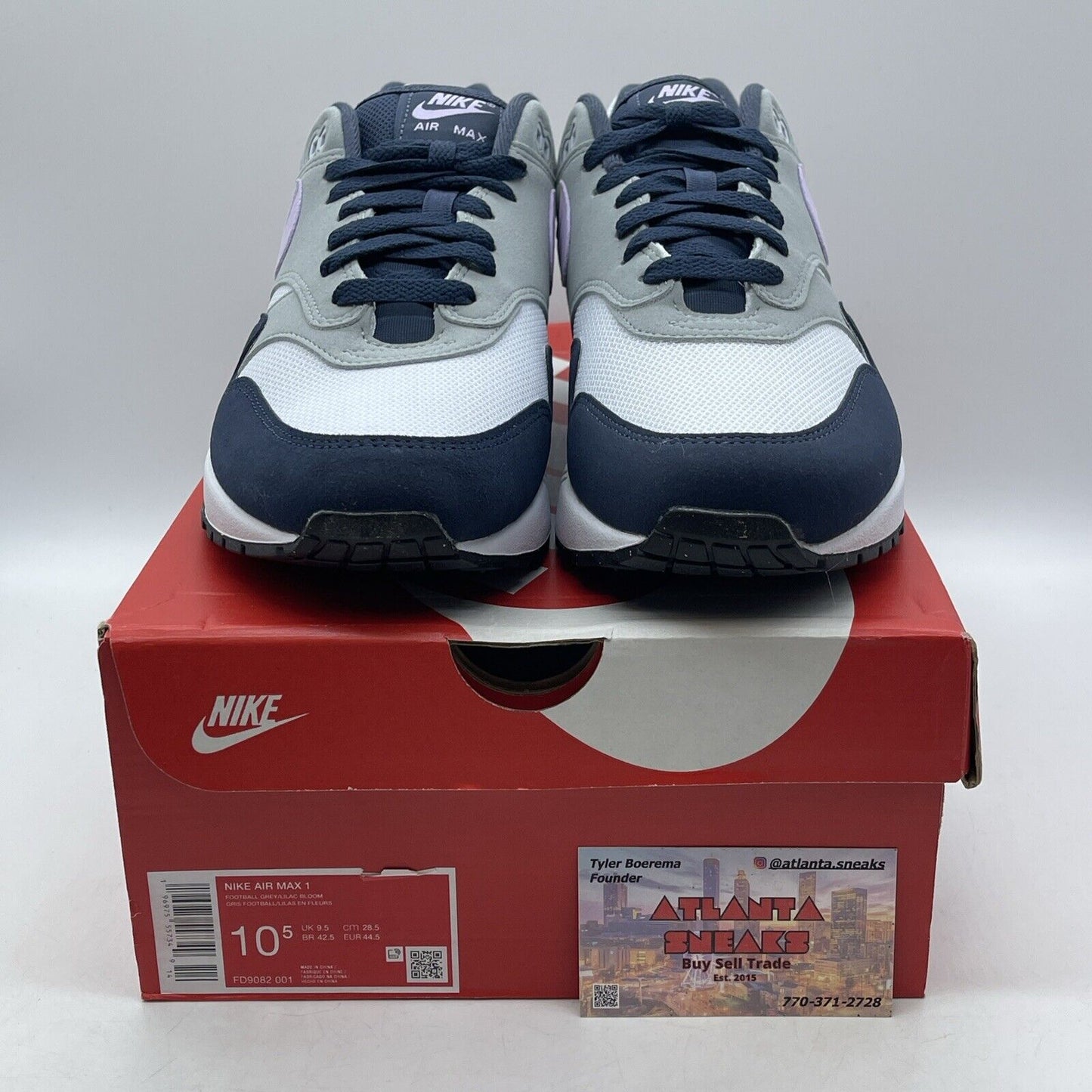 Size 10.5 - Nike Air Max 1 Obsidian Lilac Bloom White Purple Suede (FD9082-001)