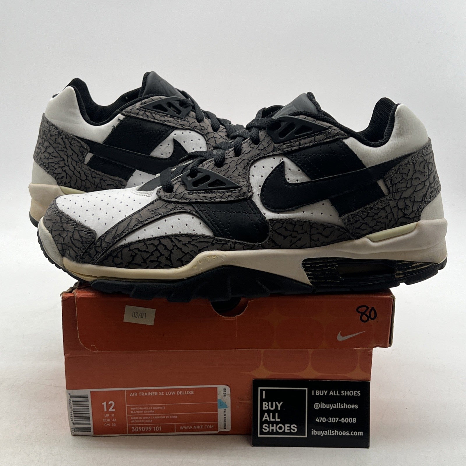 Size 12 - Nike Air Trainer Sc Deluxe Low White (309099-101)
