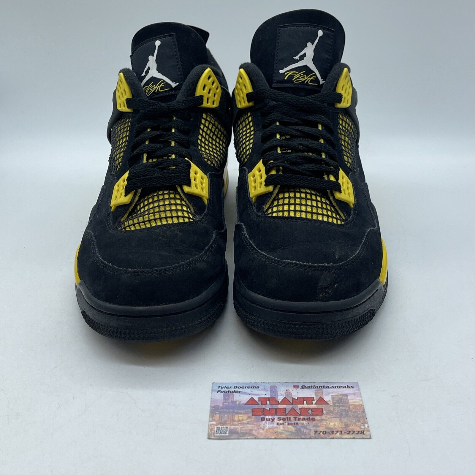 Size 13 - Jordan 4 Retro Mid Thunder Yellow Leather Black Suede (DH6927-017)