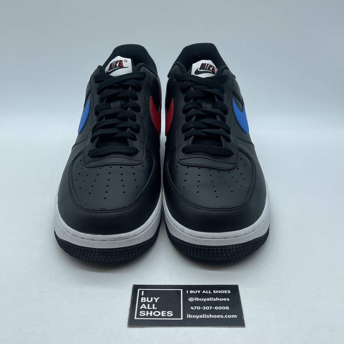 Size 11.5 - Nike Air Force 1 '07 Mismatch Swooshes Black Leather (CT2816-001)