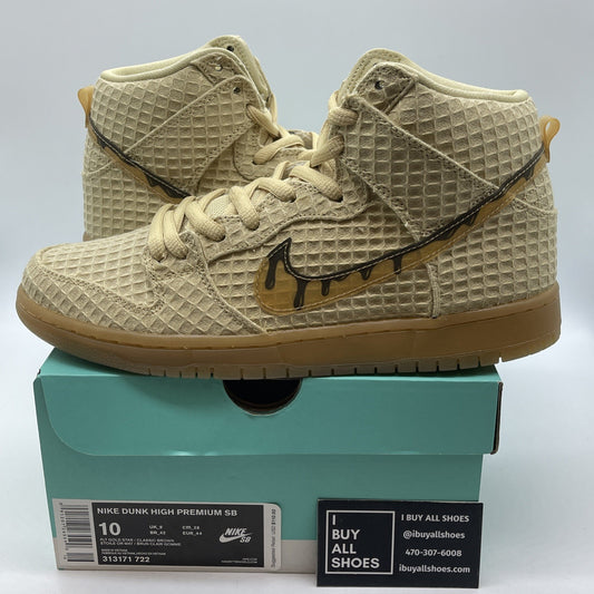 Size 10 - Nike SB Dunk Premium Hemp High Waffle Brown Suede (313171-722)