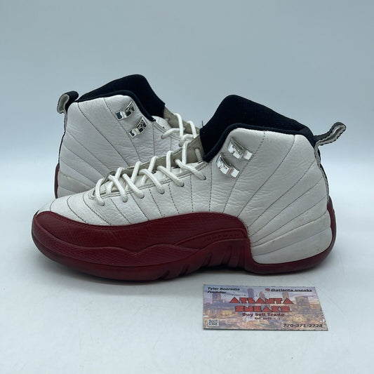 Size 5.5Y Air Jordan Retro 12 GS “Cherry” Red White Black Leather (153265-110)