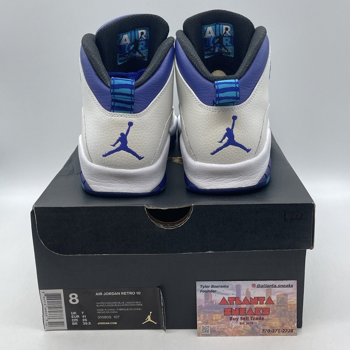Size 8 - Air Jordan 10 Retro Charlotte Hornets White Purple Leather (310805-107)