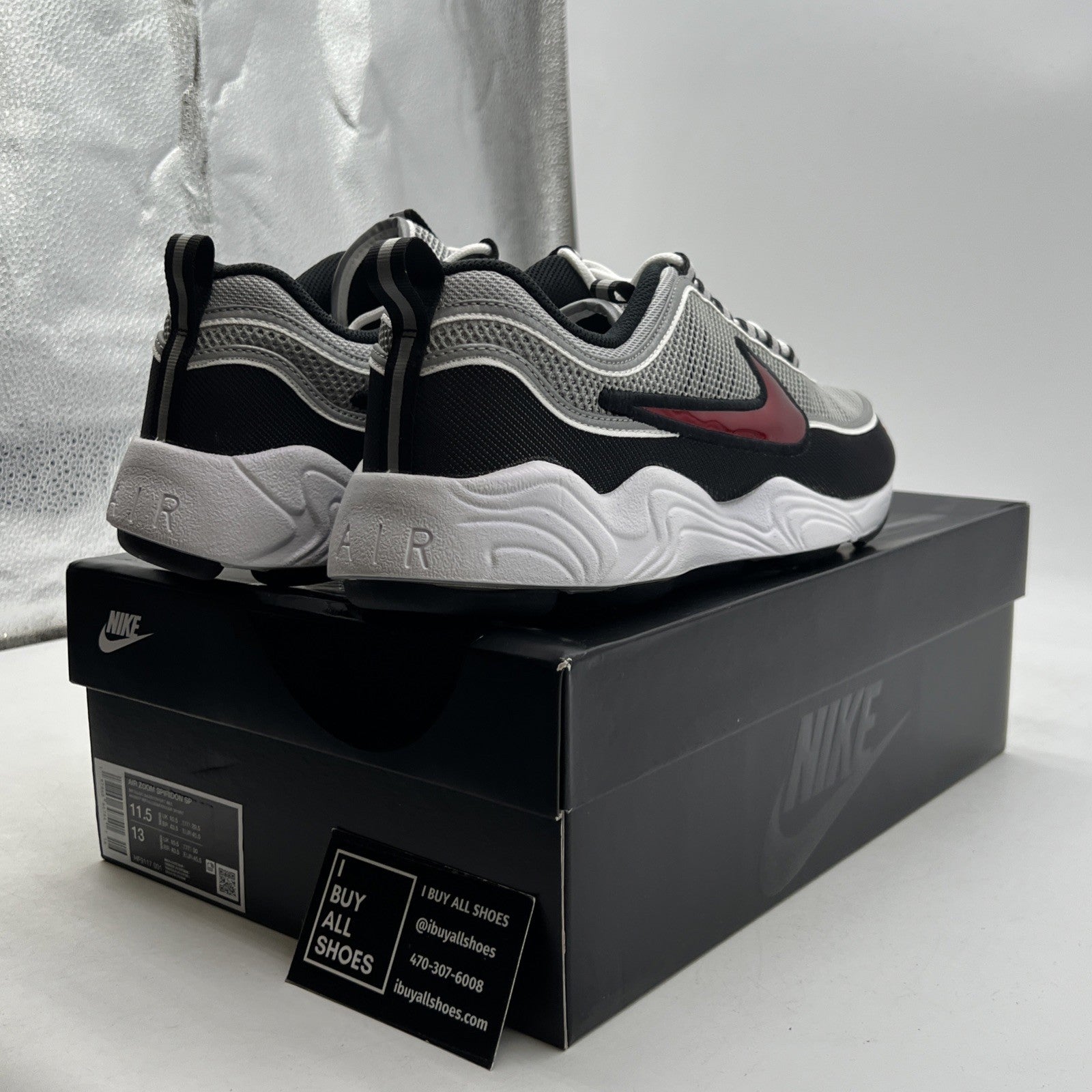 Size 11.5 - Nike Air Zoom Spiridon SP 2024 Silver Red (HF9117-001)