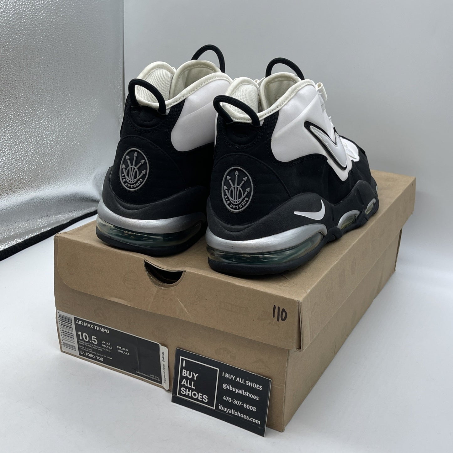 Size 10.5 - Nike Air Max Tempo 2011 White Black Teal Suede Leather (311090-100)