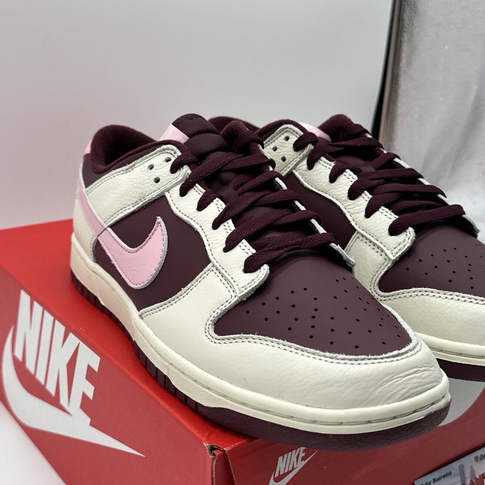 Size 10.5 - Nike Dunk Low Premium Valentine's Day Pink Red Cream Premium Leather
