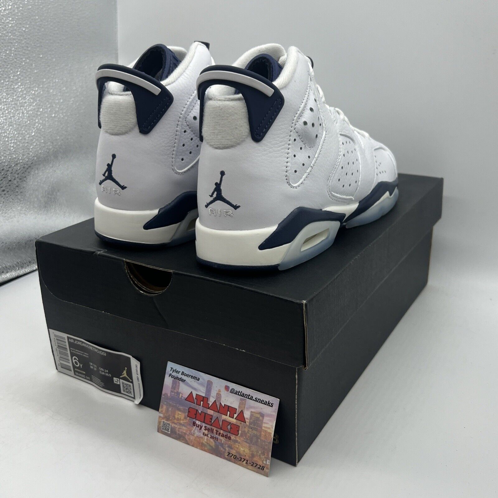 Size 6 - Jordan 6 Retro Midnight Navy Brand New Og All White Navy Blue Icey