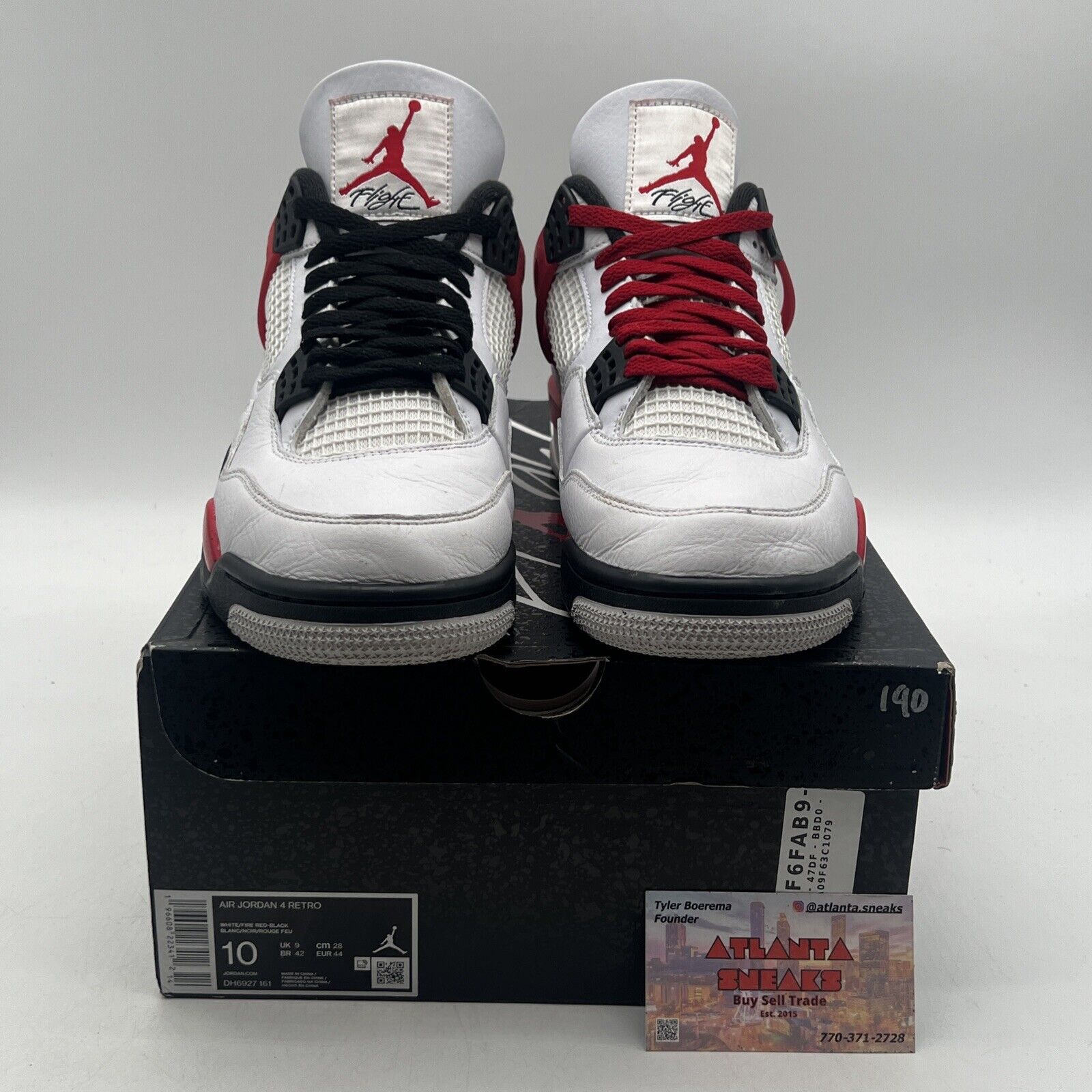 Size 10 - Jordan 4 Retro Mid Red Cement Black White Leather (DH6927-161)
