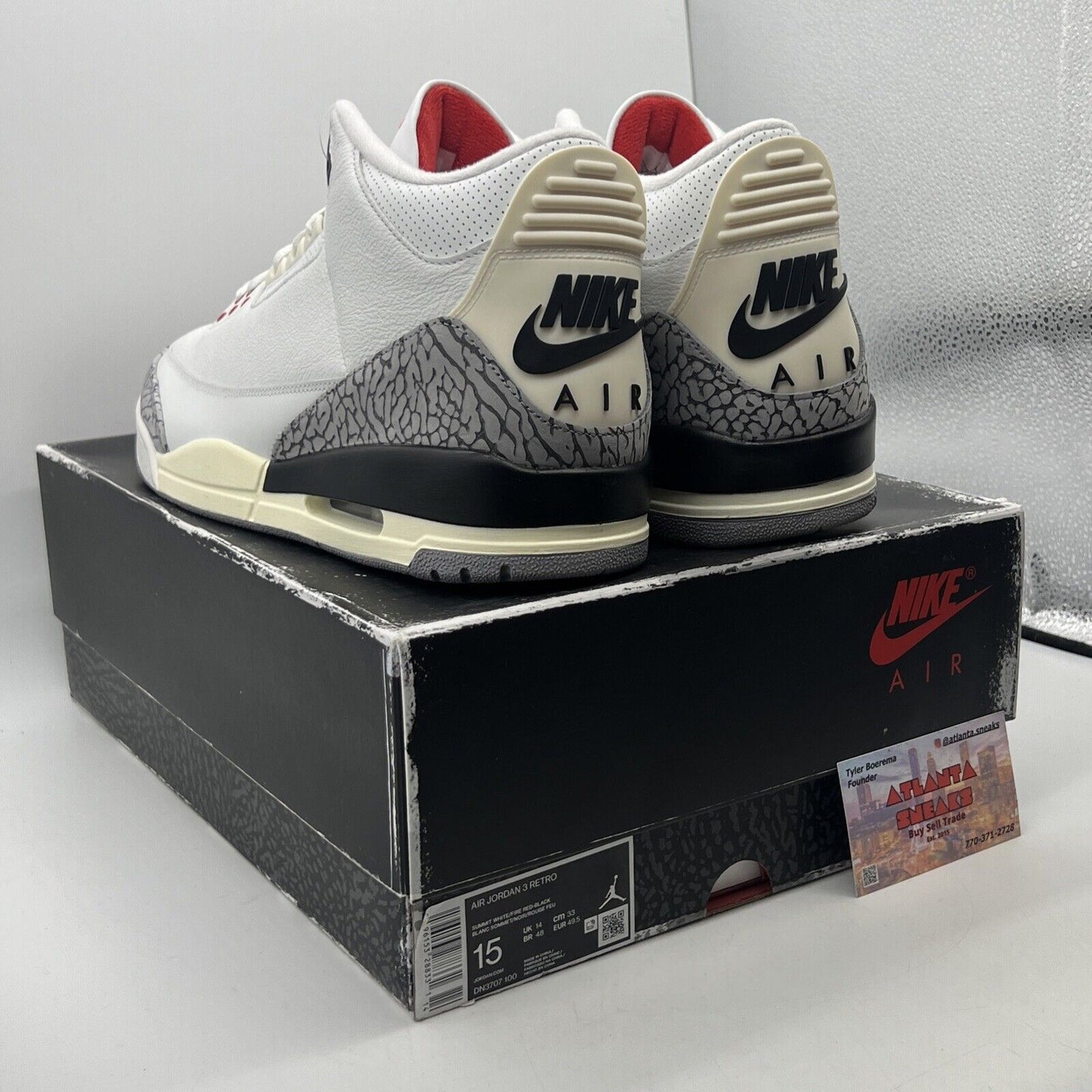 Size 15 - Jordan 3 Retro Mid White Cement Reimagined Red Black Grey (DN3707-100)