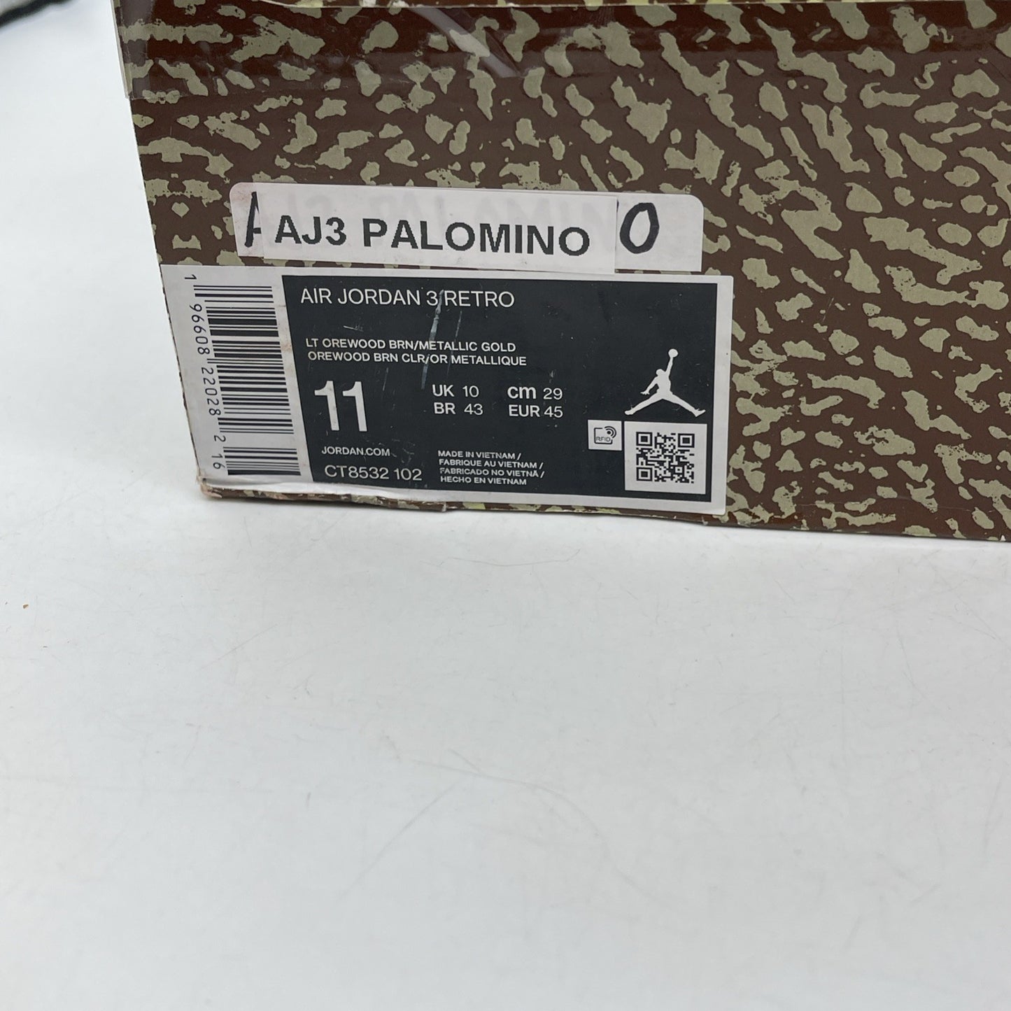 Size 11 - Jordan 3 Retro Low Palomino Brown Tan Suede (CT8532-102)