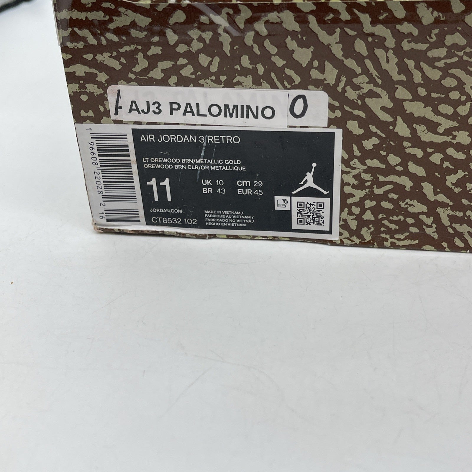 Size 11 - Jordan 3 Retro Low Palomino Brown Tan Suede (CT8532-102)