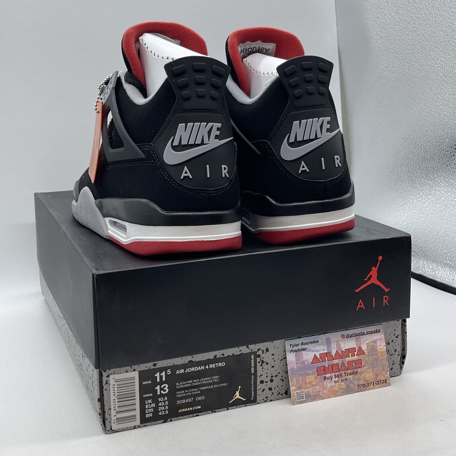 Size 11.5 - Jordan 4 Retro OG Mid Bred 2019 Black Suede Red Grey (308497-060)